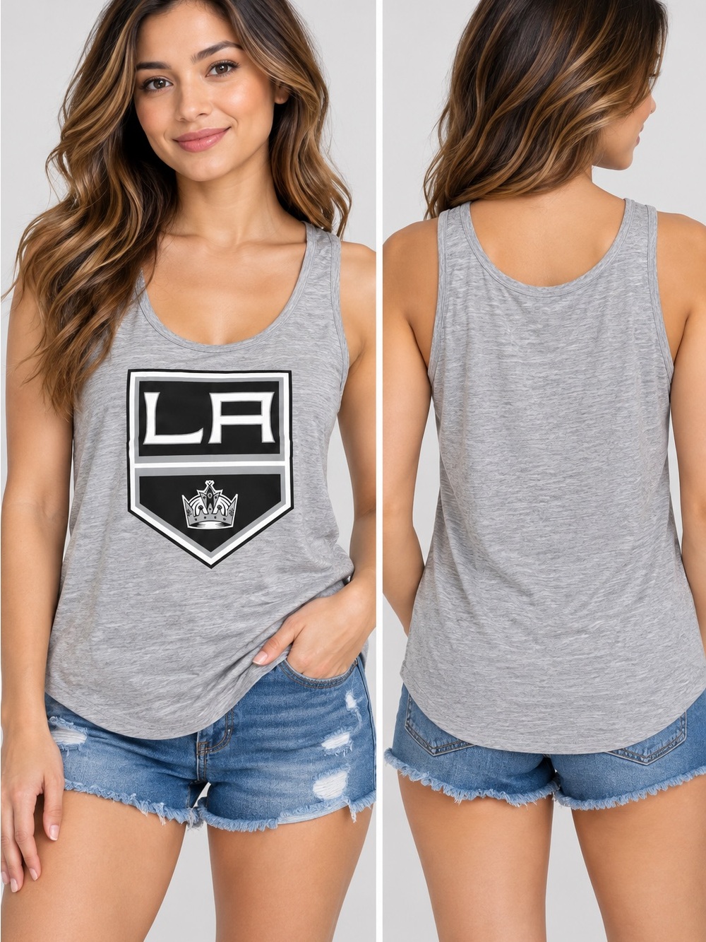LA Kings Graphic Scoop Neck Tank Top - Gray Size M